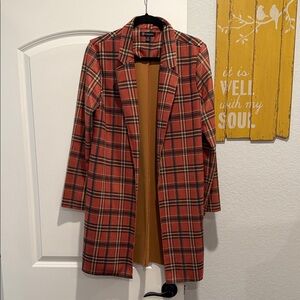 CAbi Red and Tan Plaid Blazer
